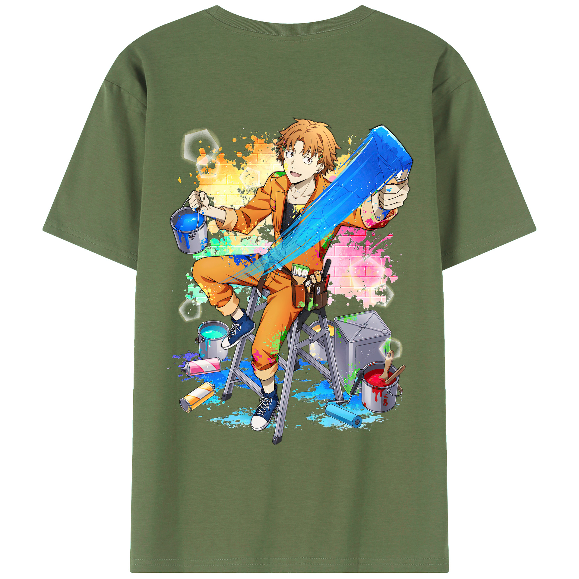 （画像用） 文豪ストレイドッグス Bungo Stray Dogs 綿100％ メンズ半袖Tシャツ（バックプリント） 通気性